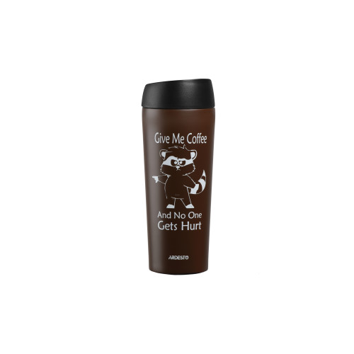 Термочашка Ardesto Coffee time Raccoon 450 мл., коричневий