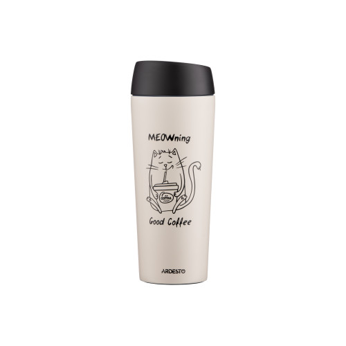 Термочашка Ardesto Coffee time Meowning 450 мл., бежевий