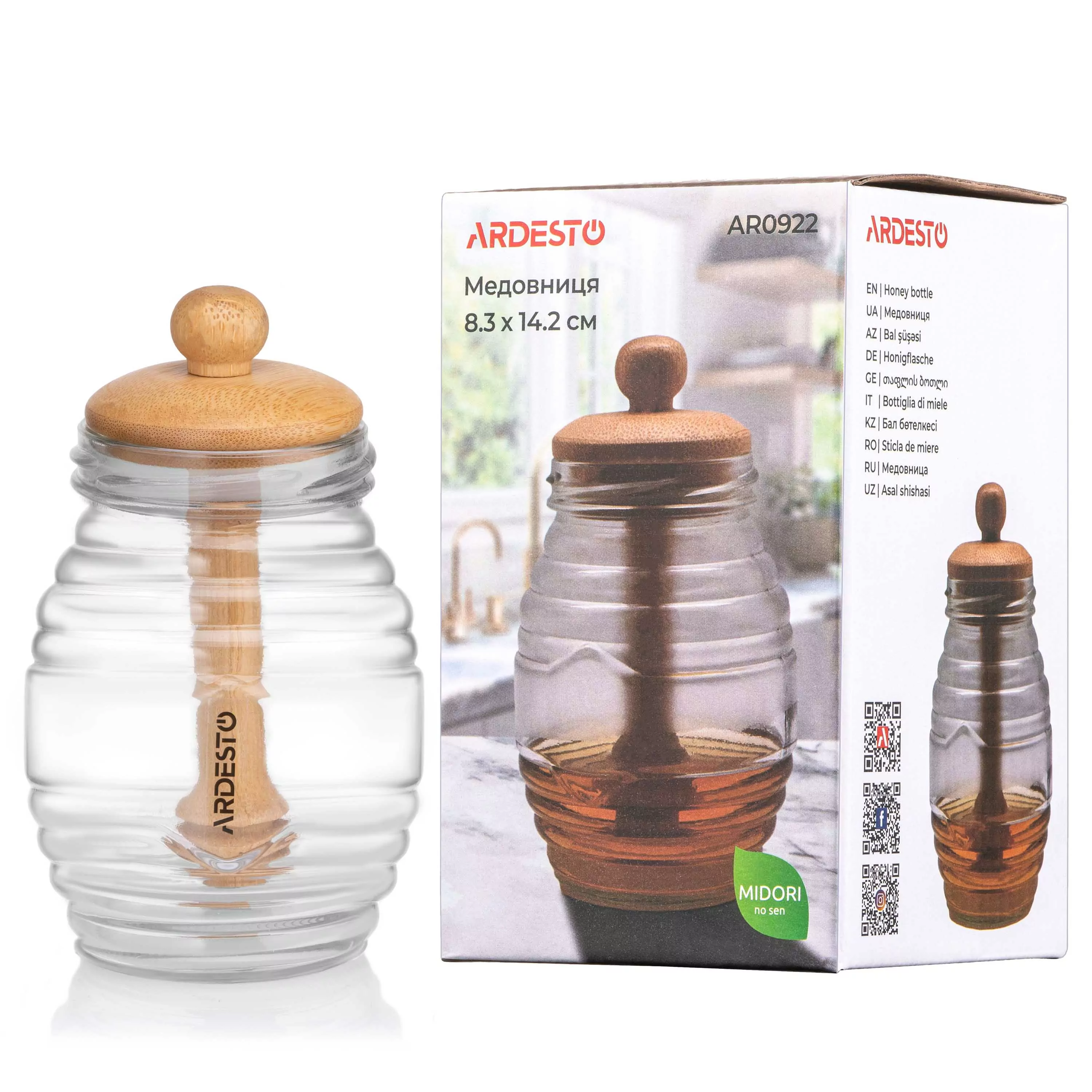 Медовниця Ardesto Midori 500 мл 8.3 х 14.2 см Медовниця Ardesto Midori 500 мл 8.3 х 14.2 см